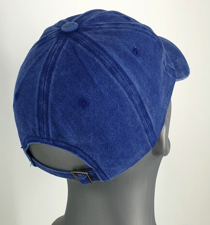 Washed katoenen baseball cap zomerpet kleur kobalt blauw