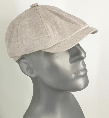 Oversized katoenen zomerpet balloncap jaren 20 stijl kleur naturel