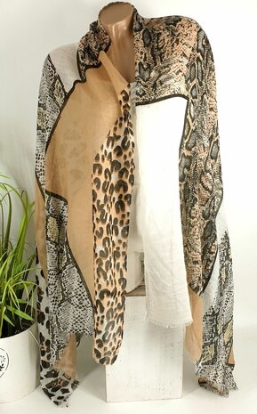 Zomersjaal zomer sjaal dierprint 190x90 centimeter kleur zwart beige camel