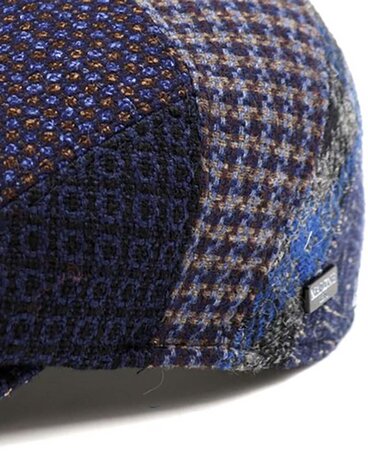 Luxe wollen winter flatcap winterpet kleur blauw mix