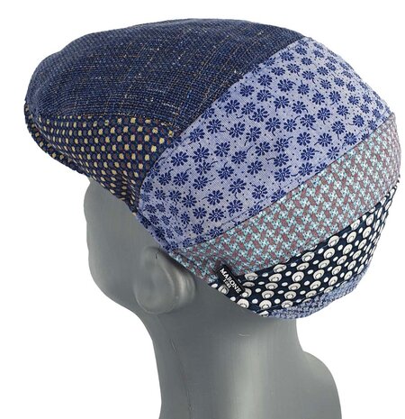 Marone linnen flatcap zomerpet in blauw mix