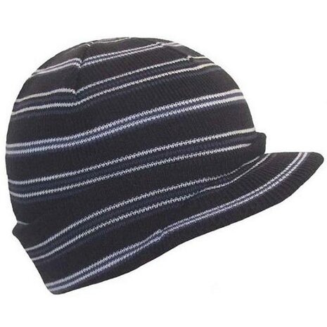 RADAR Visor Beanie met kort klepje  blauw gestreept