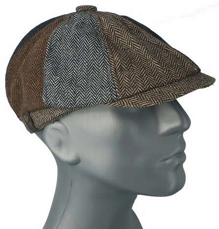 Flatcap ballonpet visgraat oversized model newsboy pet 