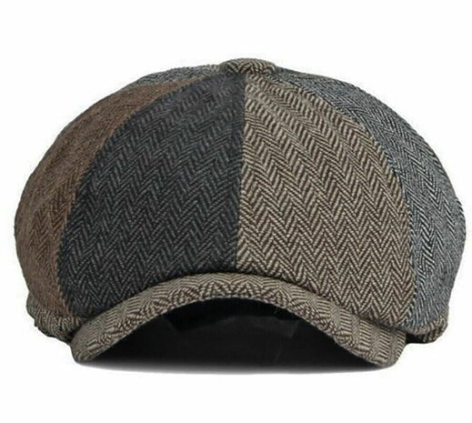 Flatcap ballonpet visgraat oversized model newsboy pet 