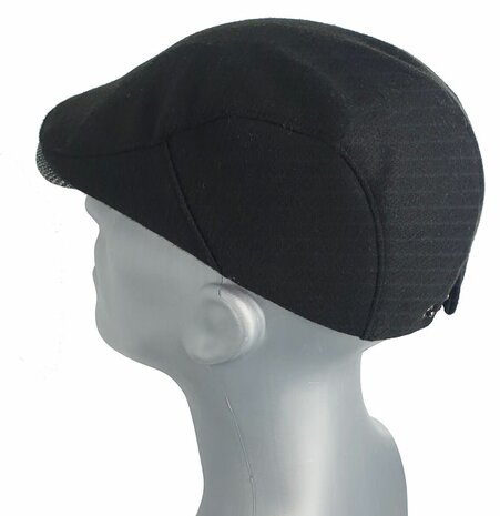 Flatcap winterpet herenpet kleur zwart 