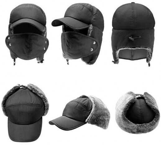 Waterdichte en winddichte cap herenpet winterpet met oorflappen en mond neus masker