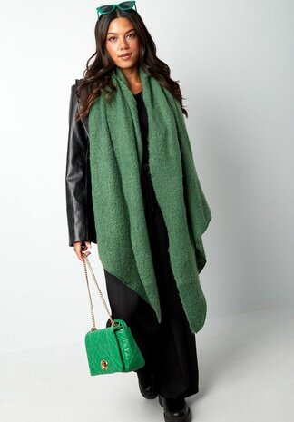 Zachte XXL sjaal wintersjaal dames kleur pauwen groen maat 190 bij 60 centimeter