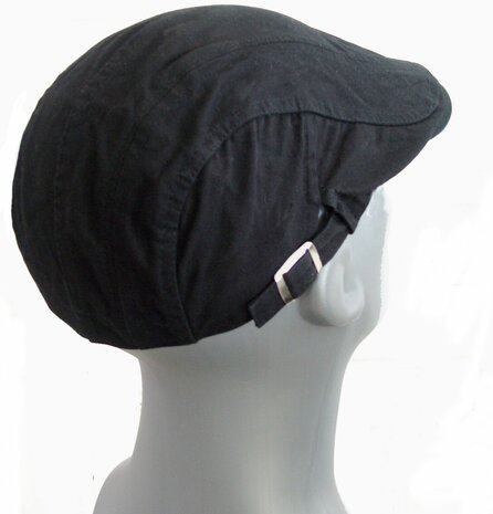 Heren zomerpet  ivy flatcap van katoen in de kleur zwart maat one size