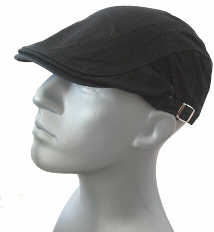 Heren zomerpet  ivy flatcap van katoen in de kleur zwart maat one size