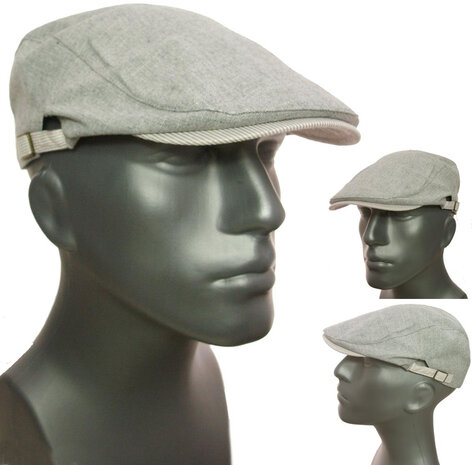 Luchtige katoenen zomer flatcap platte pet kleur lichtgrijs