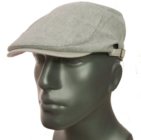 Luchtige katoenen zomer flatcap platte pet kleur lichtgrijs