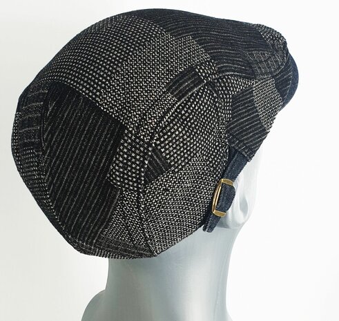 Katoenen zomerpet patchwork flatcap kleur zwart 