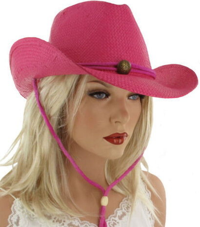 Trendy dames festival cowboyhoed zomerhoed pink