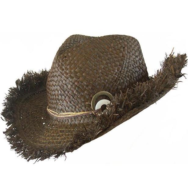 Terugspoelen Bulk hoofdstuk Vintage strohoed cowboy hoed zomerhoed kleur bruin