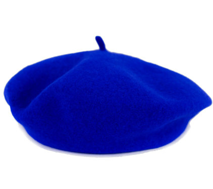 Franse wollen baret kleur kobalt blauw