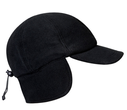 Warme fleece baseball cap zwart met oorflappen