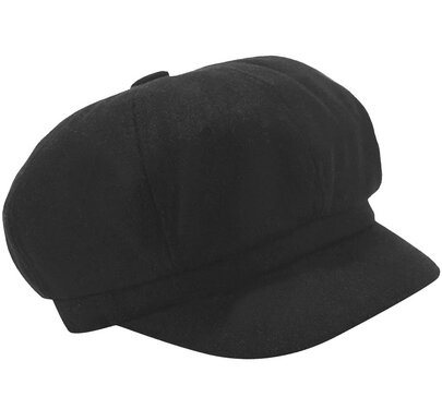 Bakerboy baret met kort klepje kleur zwart maat S/M