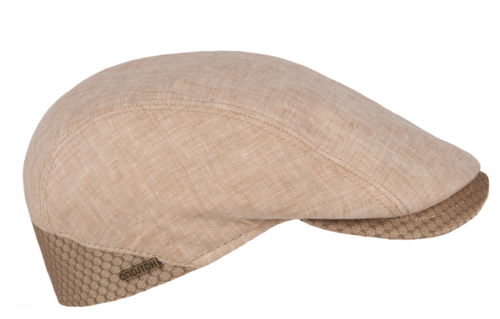 Hatland VADIM zomerse flatcap van 100% linnen kleur beige