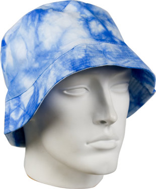 Bucket Hat katoenen vissershoedje in tie dye print batik blauw