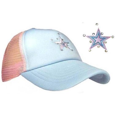 Dames mesh cap strass steentjes kleur blauw met roze