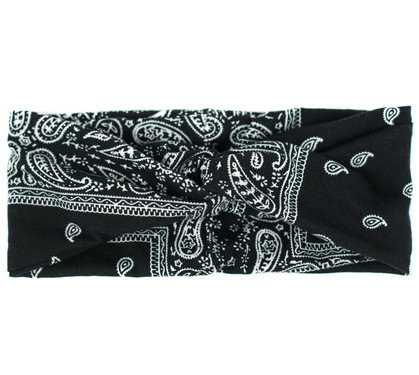 Hoofdband haarband paisley motief zwart