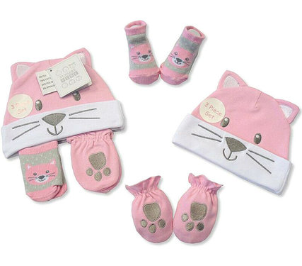 Baby kado set mutsje wanten en sokjes meisje 0 tot 6 maand