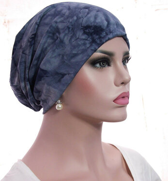 Muts haarverlies chemomuts supersoft batik blauw