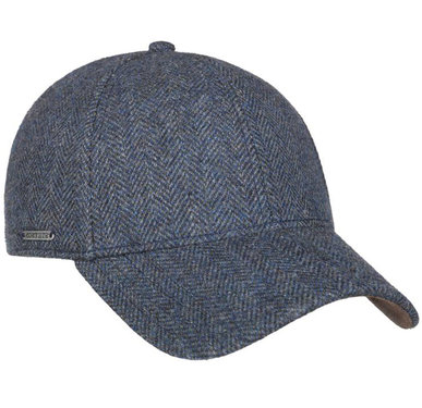 Stetson wollen baseball cap blauw visgraat motief