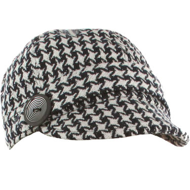 Prachtige damesbaret met kort klepje met houndstooth print