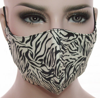 Mondkapje mondmasker wasbaar stoffen herbruikbaar zebra print beige zwart