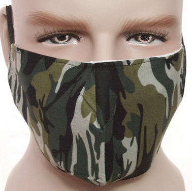 Mondkapje mondmasker wasbaar stof herbruikbaar camouflage print groen