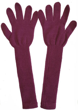 Extra lange handschoenen van acryl kleur donker oudroze