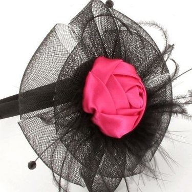 Haarversiering ROCHELLE prachtige haarbeugel fascinator met roos