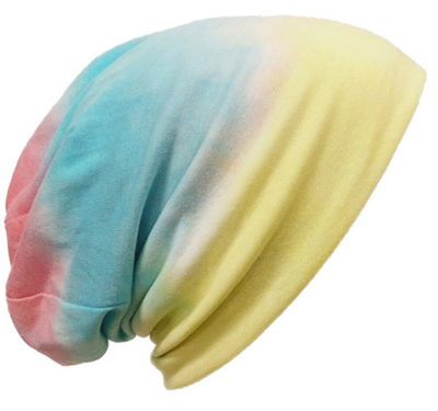 Chemomuts beanie kleurverloop geel roze blauw 