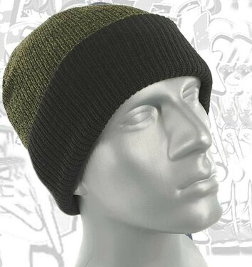 Muts met omslag beanie reversible zwart groen van acryl 