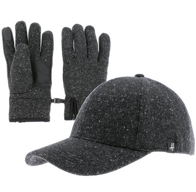 Herman Headwear kado set van waterafstotende herenpet en kwaliteits handschoenen maat L XL antraciet melee