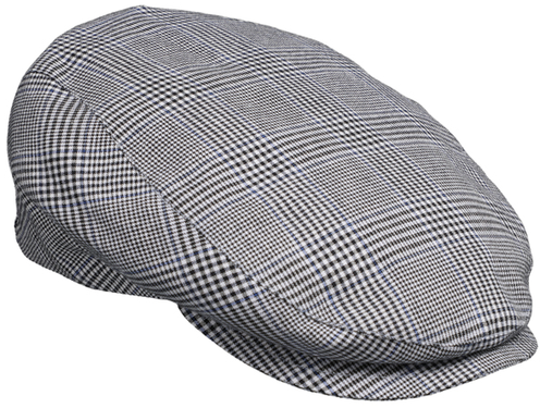 Klassieke zomer flatcap van 100% katoen kleur blauw zwart ruitje