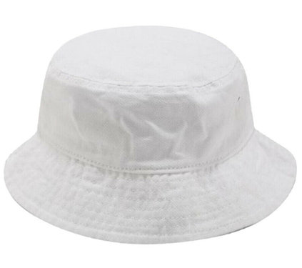 Bucket hat washed vissershoed van katoen kleur wit