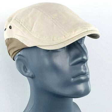 Katoenen herenpet zomerpet flatcap kleur naturel beige