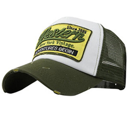 Retro vintage mesh trucker cap baseball pet met opdruk kleur groen