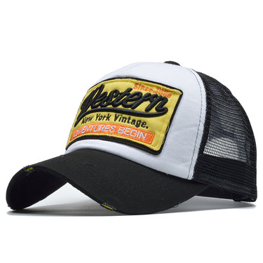 Retro vintage mesh trucker cap baseball pet met opdruk kleur zwart