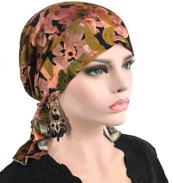 Bandana chemomuts hoofddoek voor haarverlies herfst kleuren gebloemd