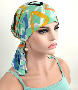 Bandana chemomuts hoofddoek voor haarverlies mintgroen