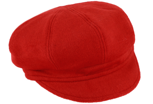 Wollen bakerboy baret ballonpet winterpet met kort klepje kleur rood