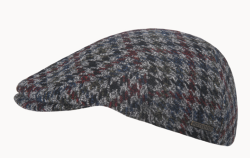 Hatland Xinze wollen winter flatcap klassieke ruit kleur blauw grijs