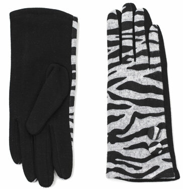 Gevoerde dames handschoenen zebra print zwart maat M L