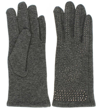 Fleece gevoerde handschoenen met strass studs kleur grijs maat M L