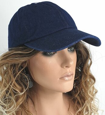 Denim baseball katoenen cap zomerpet kleur donkerblauw