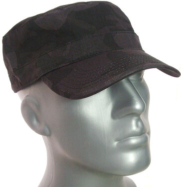 Katoenen army cap van camouflage zwart