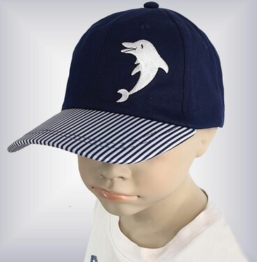 Kids katoenen kinderpet baseball cap dolfijn kleur blauw